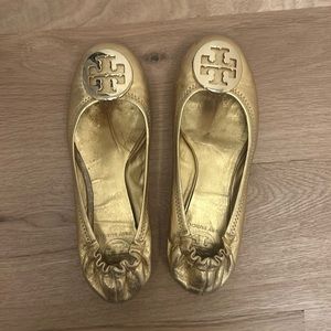 Tory Burch gold flats